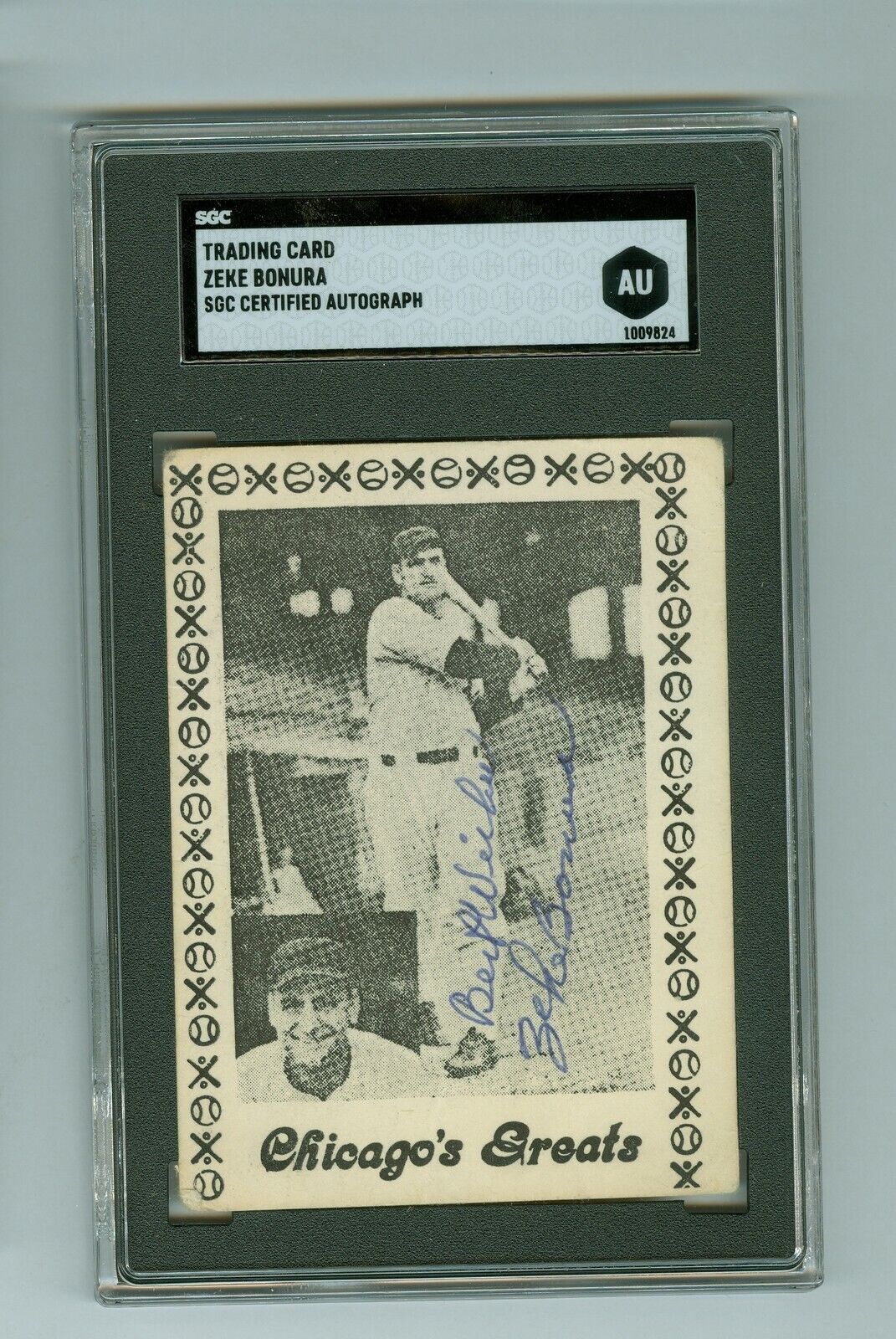 Zeke Bonura Vintage Autograph Chicago Greats Baseball Card SGC Authentic Encased