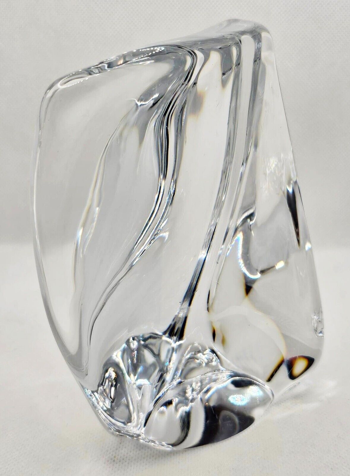 Signed DAUM France Freeform Crystal Bookend Sculpture RARE EUC