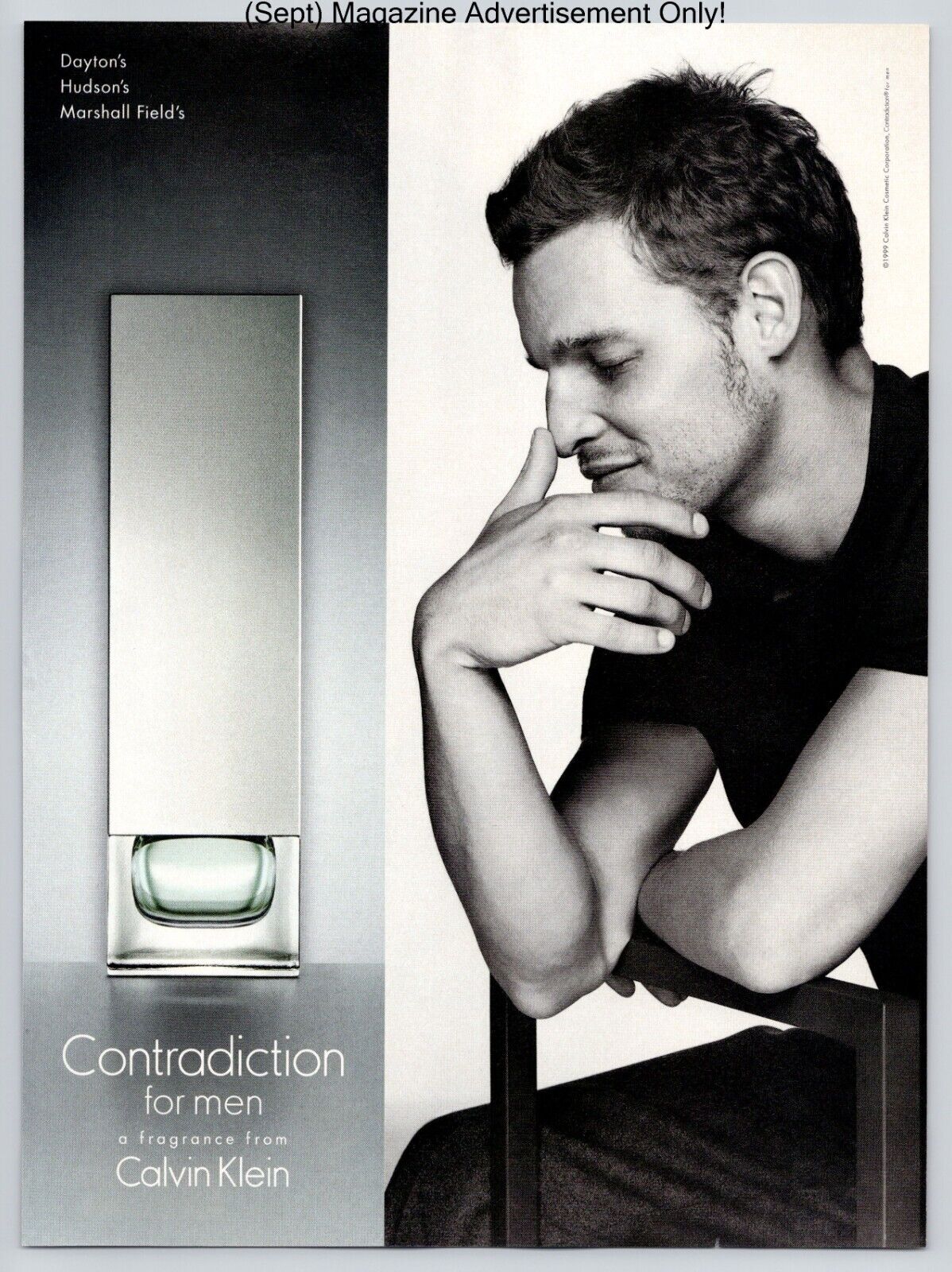 Justin Chambers Contradiction CK Fragrance Promo 1999 Full Page Print Ad