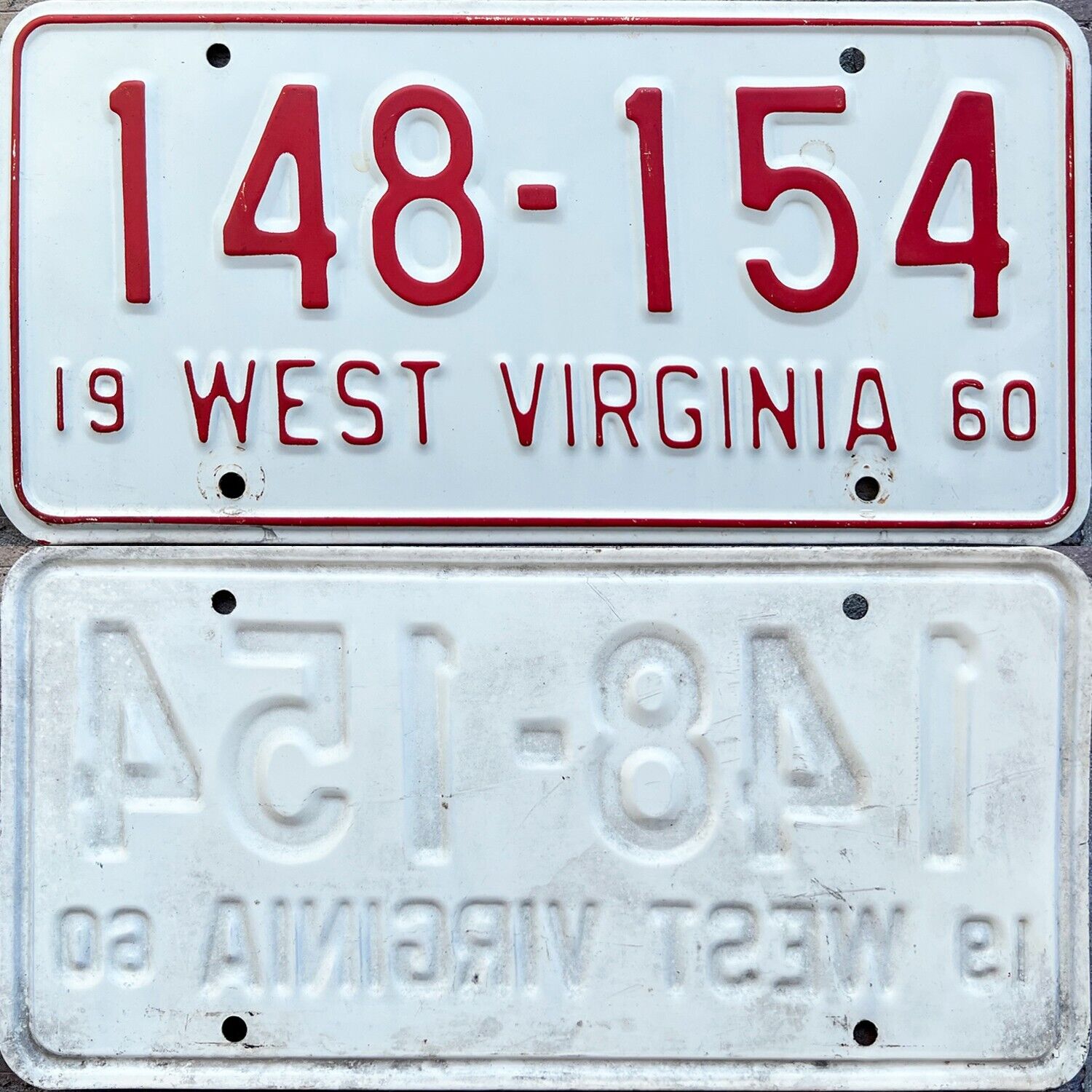 1960 West Virginia License Plate can be re-registered Original Unrestored