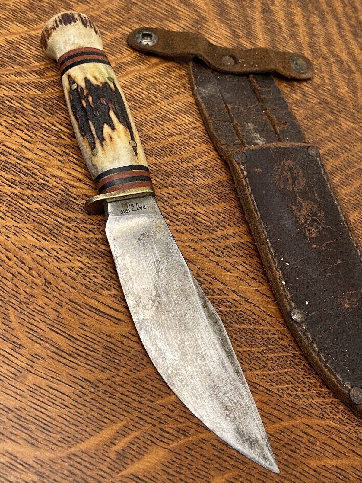 VTG 1916 Marbles Gladstone WOODCRAFT Knife Upswept Blade W/ Sheath BEAUT