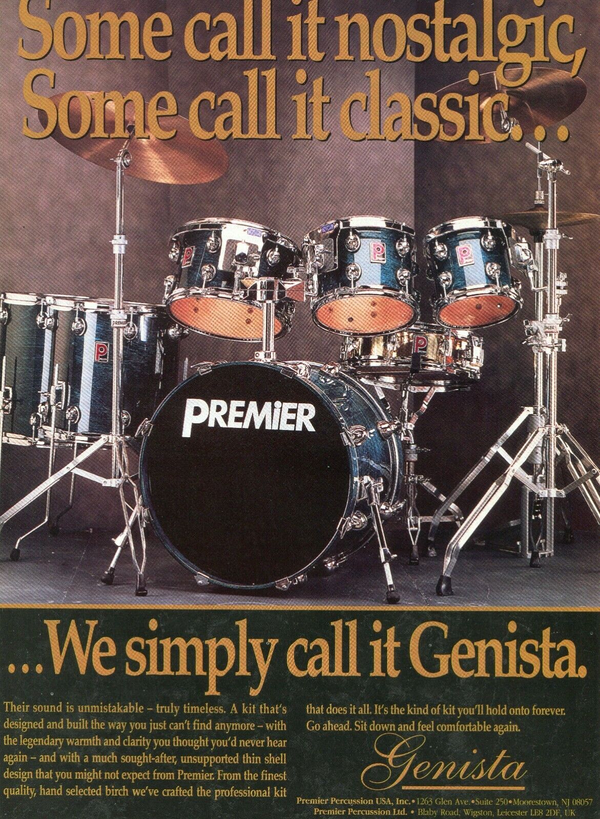 1994 Print Ad of Premier Genista Birch Drum Kit