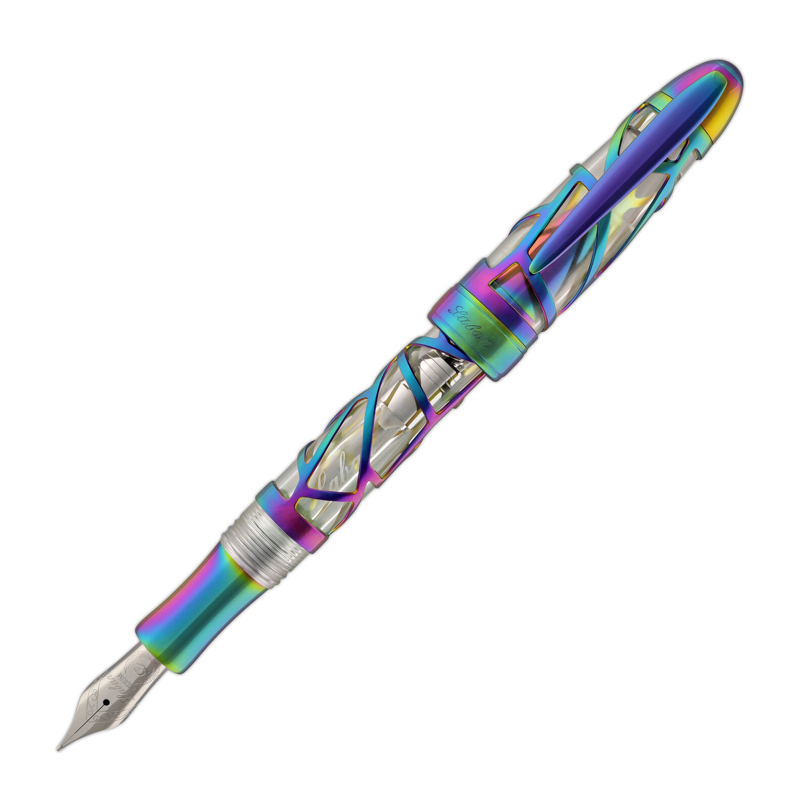 Laban 300 Skeleton Fountain Pen in Rainbow - Fine Point - NEW in Original Box
