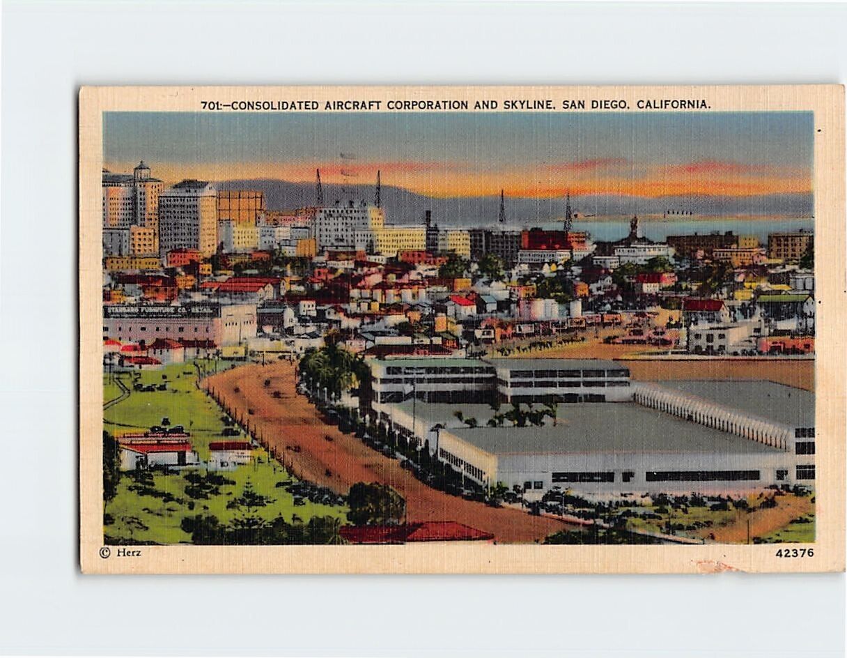 Postcard Consolidated Aircraft Corporation And Skyline San Diego California USA