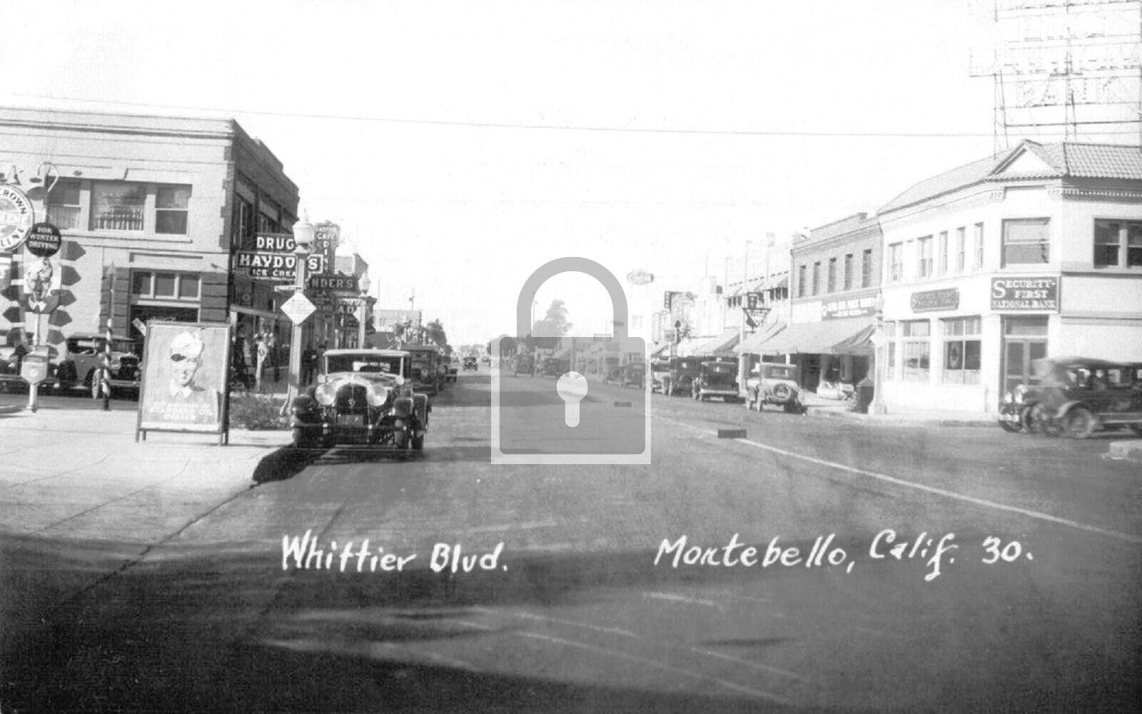 Whittier Blvd Drug Store Bank Montebello California CA Reprint Postcard
