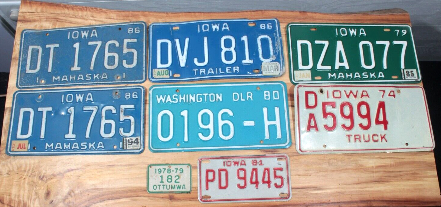 Lot of 8 old license plates - Iowa - 70s-80s