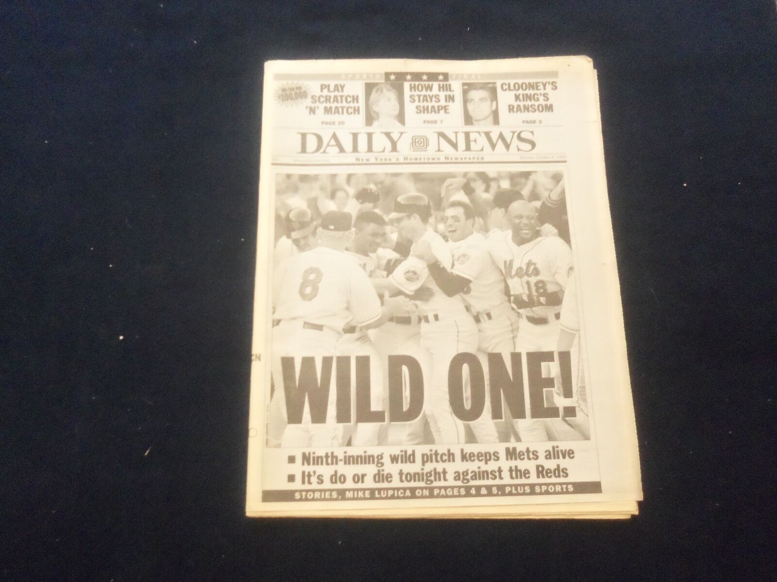 1999 OCT 4 NEW YORK DAILY NEWS NEWSPAPER - N.Y. METS VS. REDS WILD CARD- NP 6057