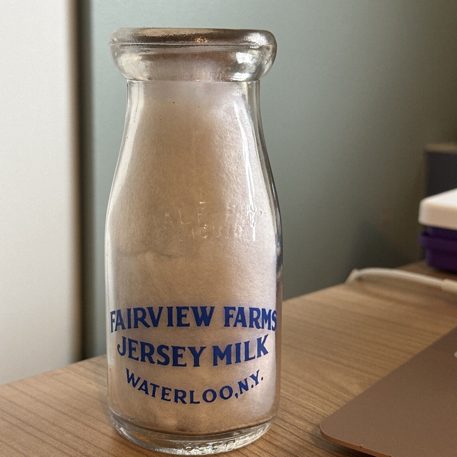 TRPQ Milk Bottle Fair View Farms Dairy Waterloo NY H C Andrews JERSEY MILK COW