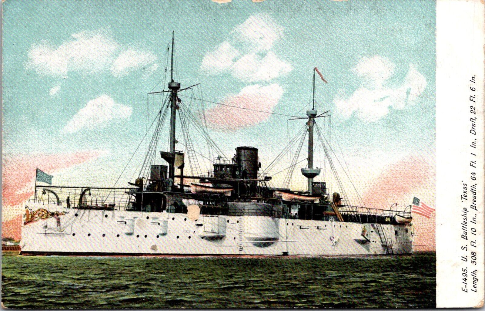 US Battleship Texas Postcard Undivided Back Circa 1905 Naval History 