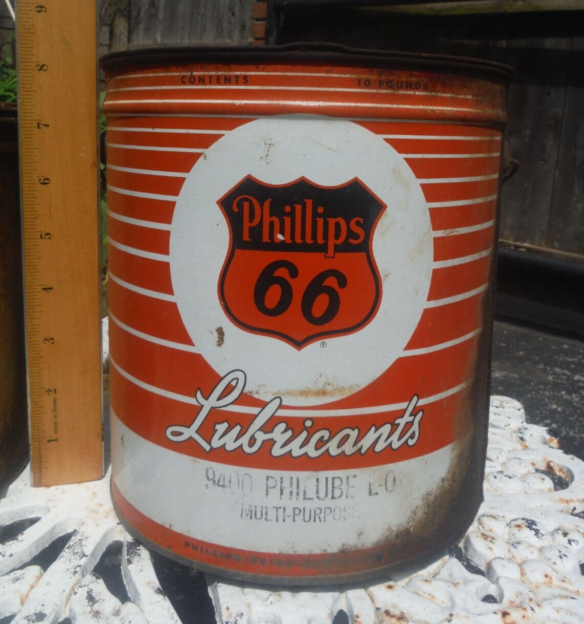ANTIQUE/VINTAGE PHILLIPS 66 LUBRICANT 10 LB GREASE ADVERTISING CAN  9430 PHILUBE