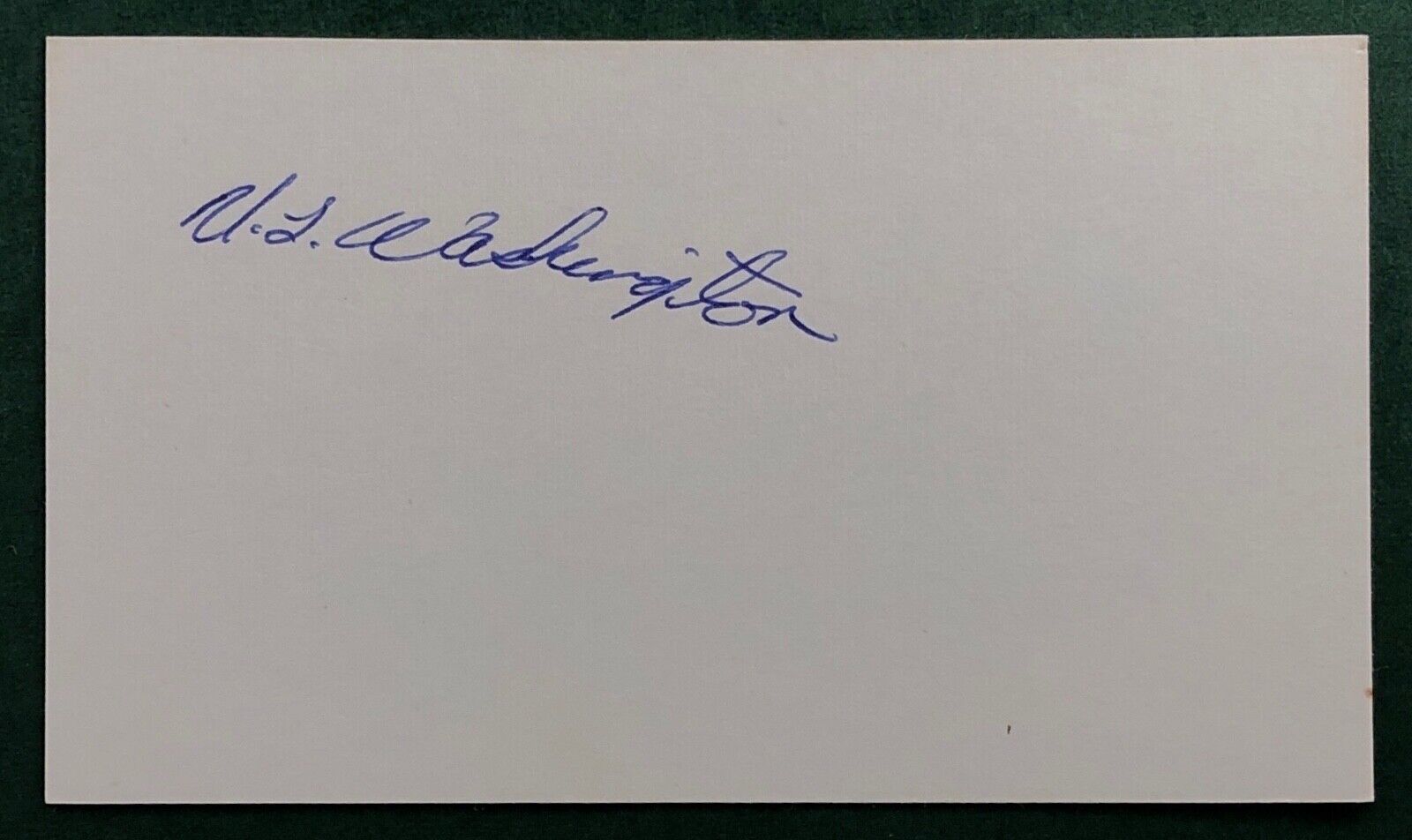U. L. WASHINGTON BASEBALL AUTOGRAPH INDEX CARD
