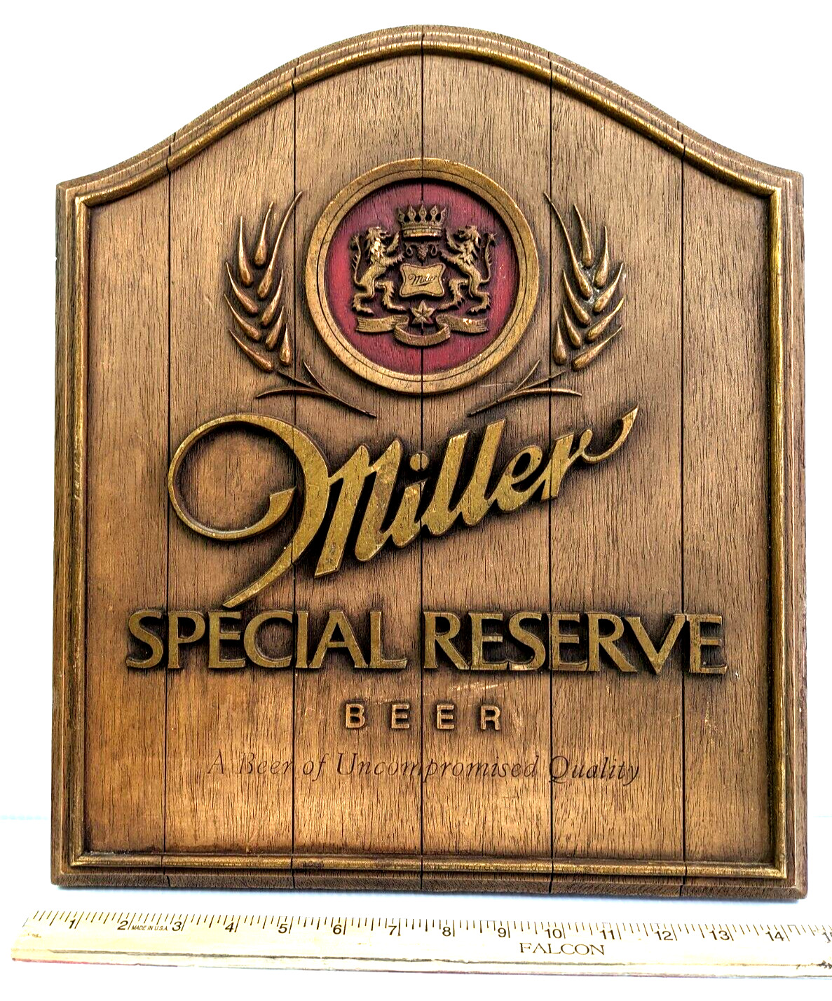 Vintage Miller Special Reserve Beer Logo Advertising Sign Brown Resin 15\