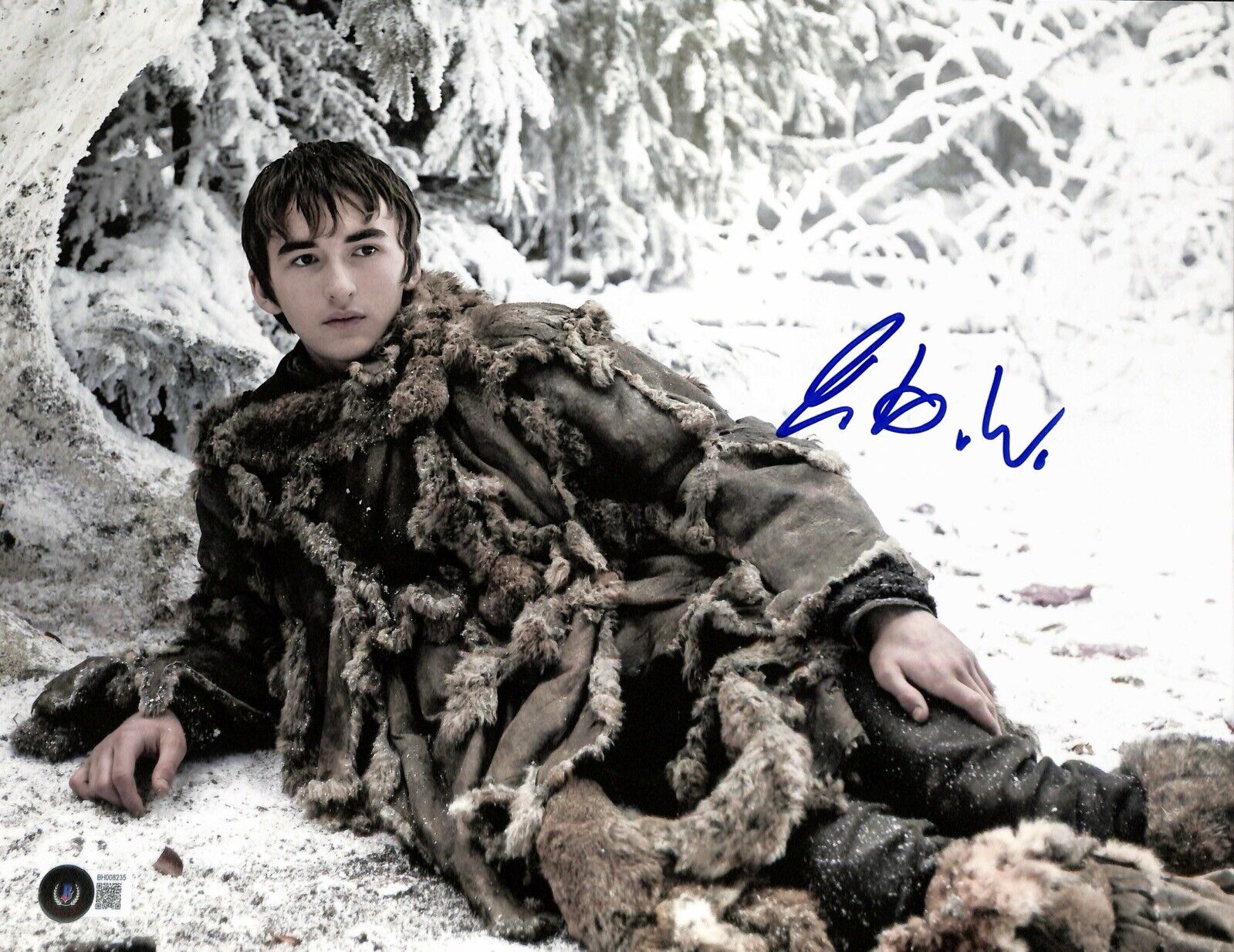 Isaac Hempstead Wright “Bran Stark” Game of Thrones Signed 11x14 Photo BECKETT