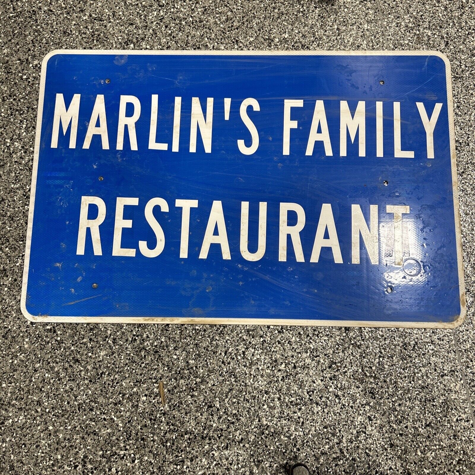 Marlins Family Restaurant Road Sign, Metal, 24\