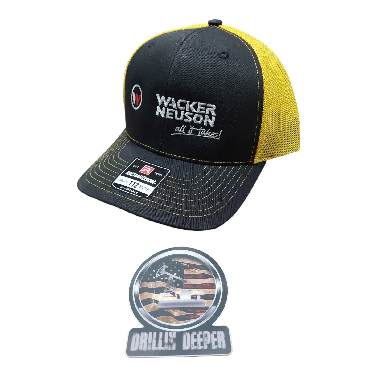 Wacker  Richardson Grey Trucker Hat & Sticker Oilfield Union Construction  P280
