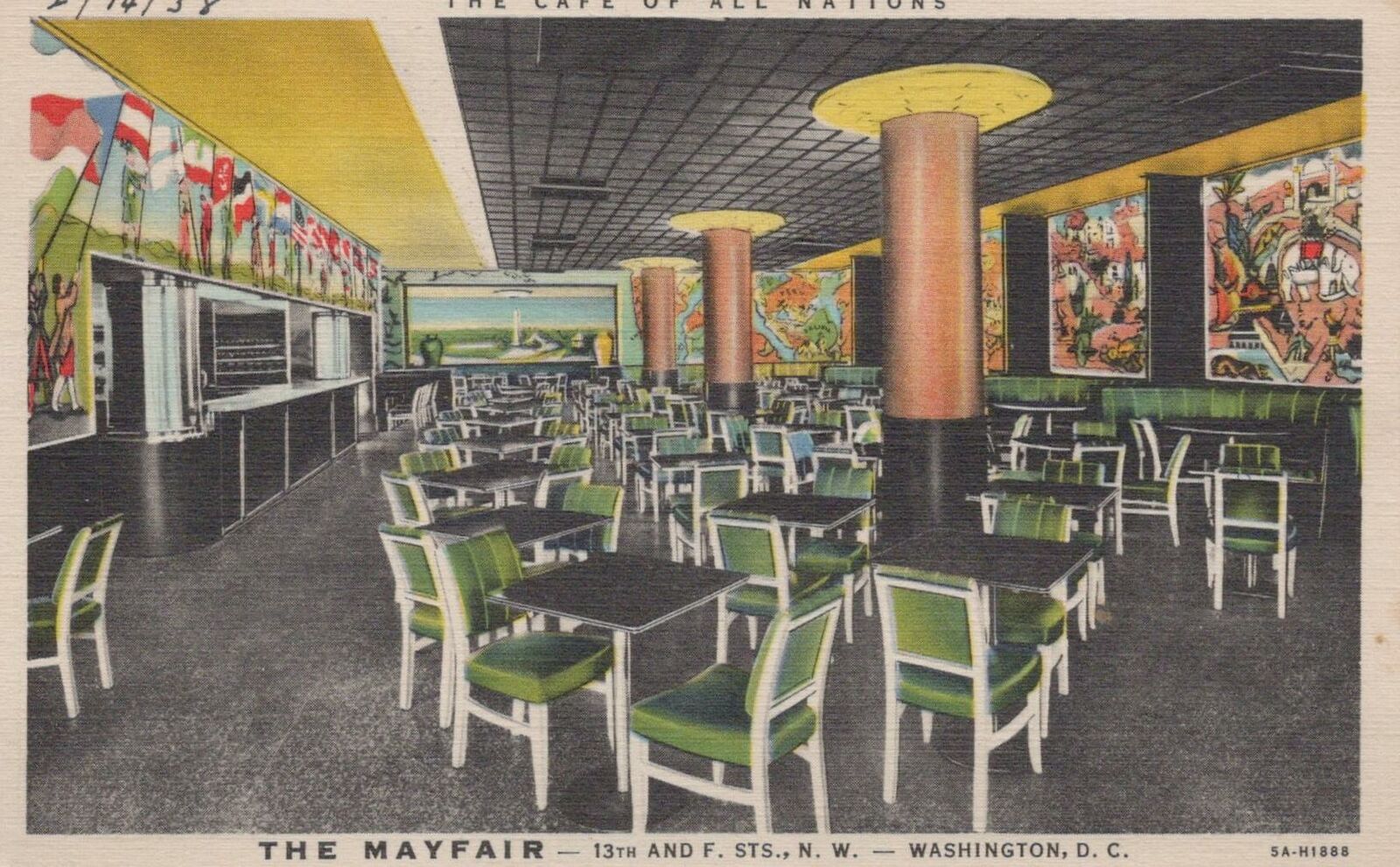 Postcard The Mayfair Cafe of All Nations Washington DC 