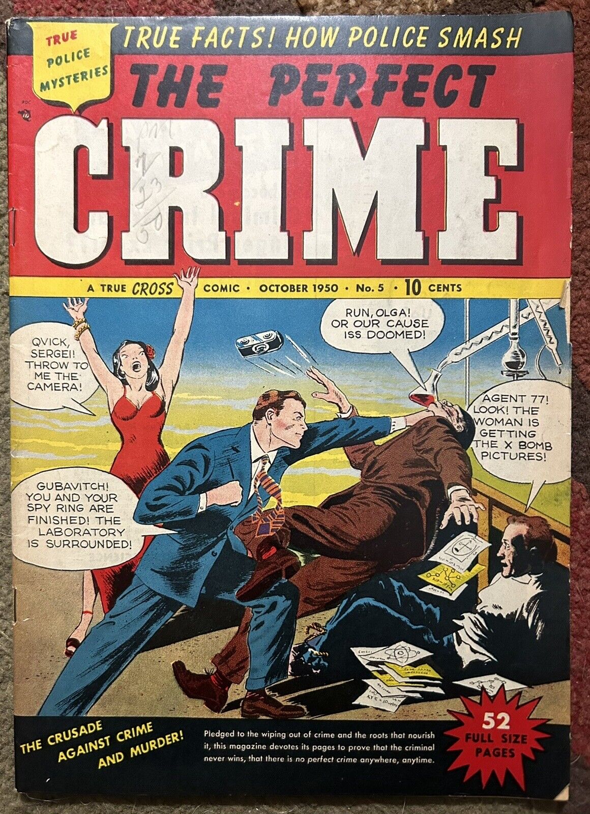 The Perfect Crime 5 (October 1950) Pre-Code Crime Comic, HTF, A Solid VG+
