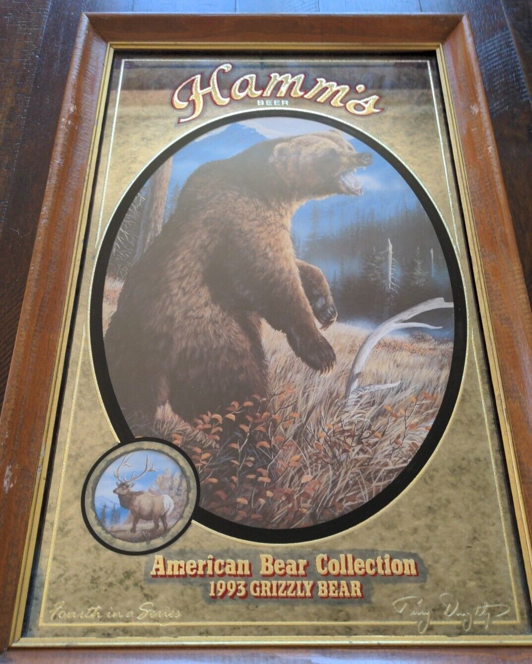 1993 Hamms Beer Mirror American Bear Collection Grizzly Bear Pabst Limited Vtg