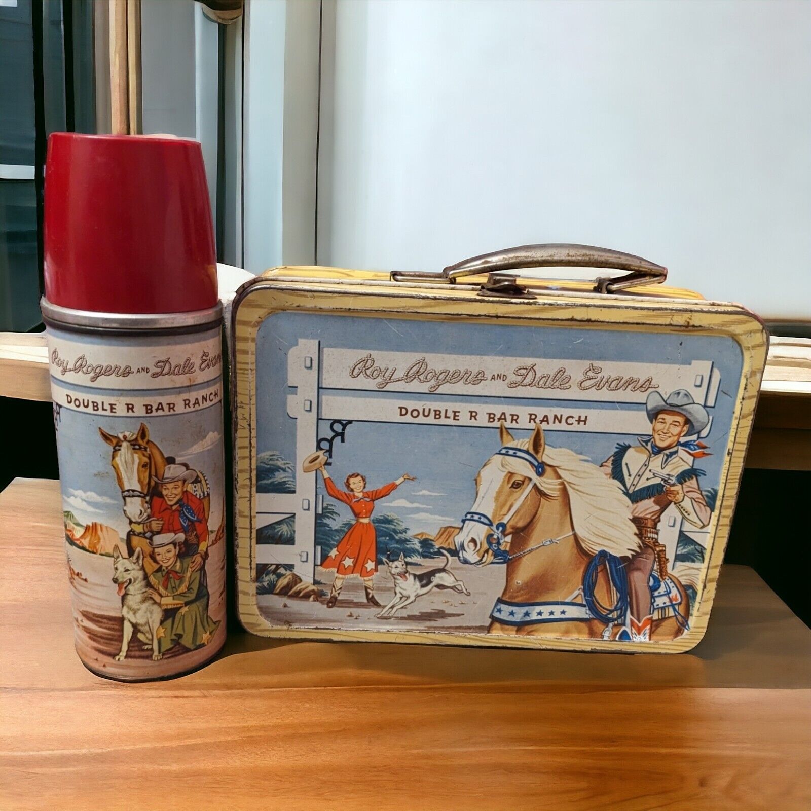 VTG 1953 Roy Rogers Dale Evans Lunchbox & Thermos
