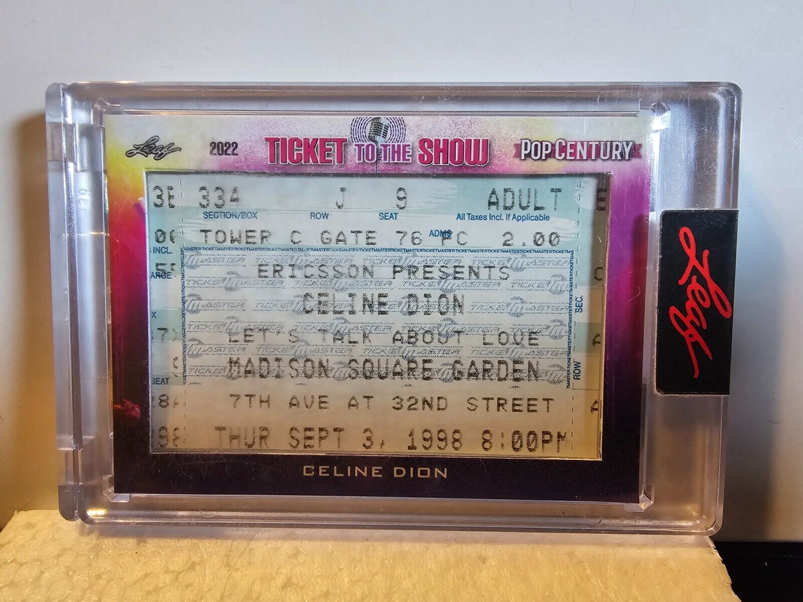2022 Leaf Pop Century Ticket To The Show CELINE DION MSG 9/3/98 #TS-399