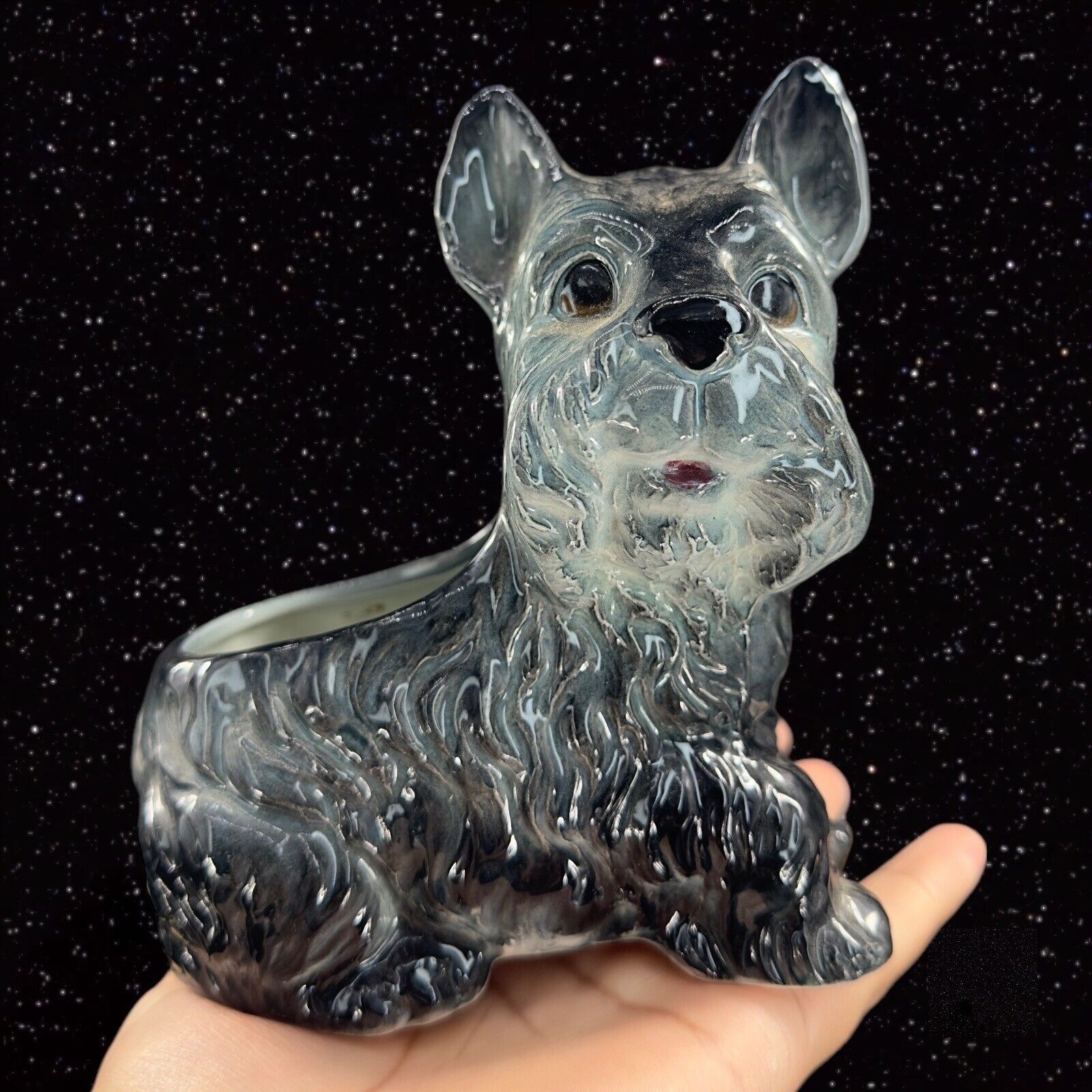 1980s SARSAPARILLA Ceramic Scottie Terrier Dog Planter Vase Whimsical Figural
