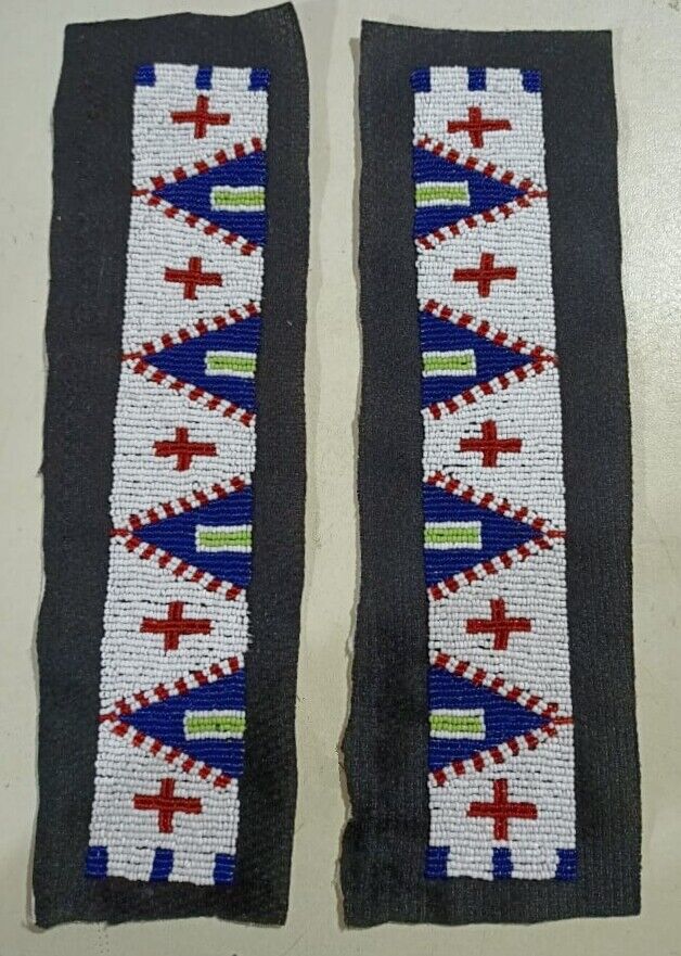 Handmade Old American Sioux Style 2 Beaded Stripes 2 x 12 inches powwow NBD57
