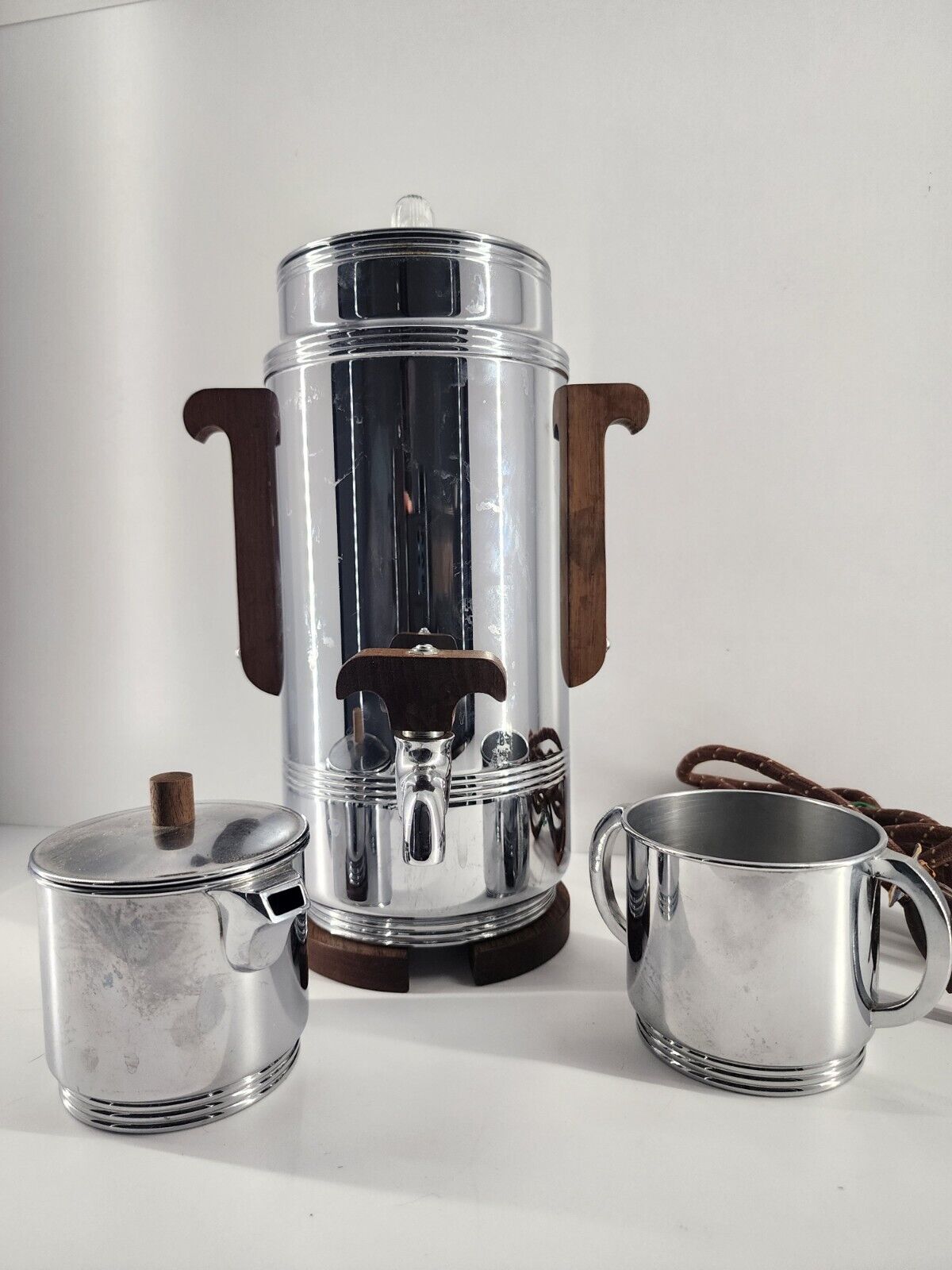 Vintage Manning-Bowman & Co Chrome Electric Percolator Coffee Set - WORKS #483