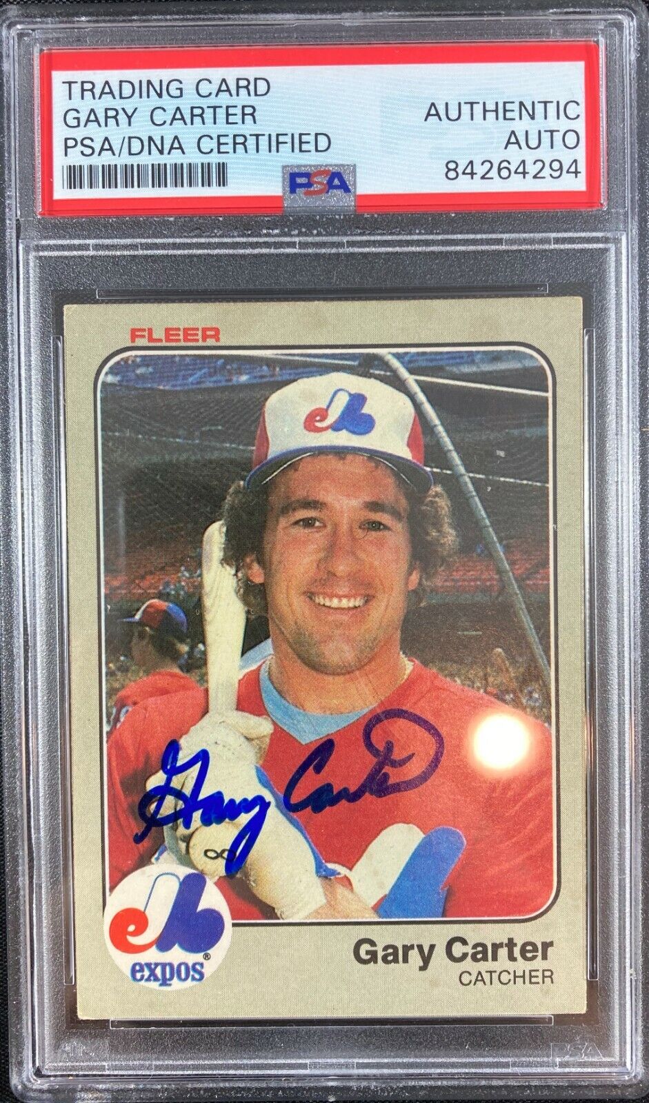 Gary Carter auto signed card Fleer #278 1983 Montreal Expos PSA Encapsulated