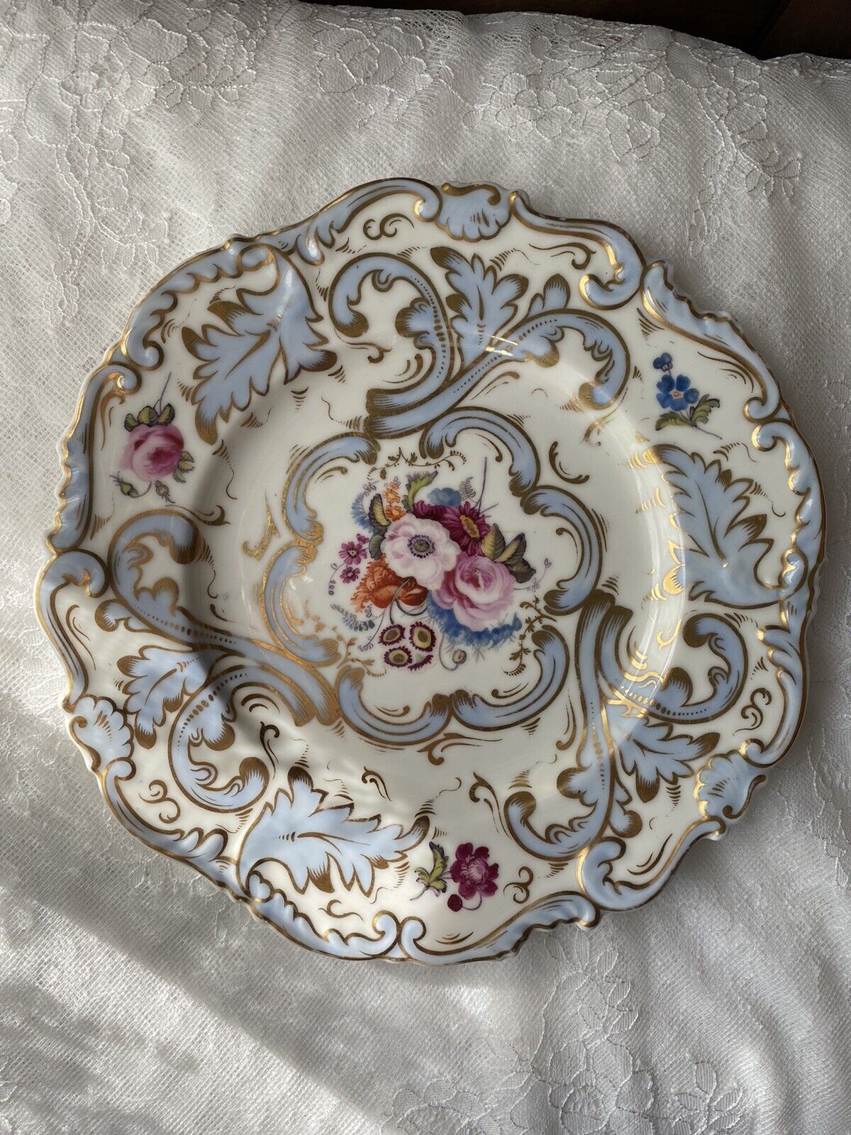 H & R Daniel Plate, Rococo Style, Hand painted Floral
