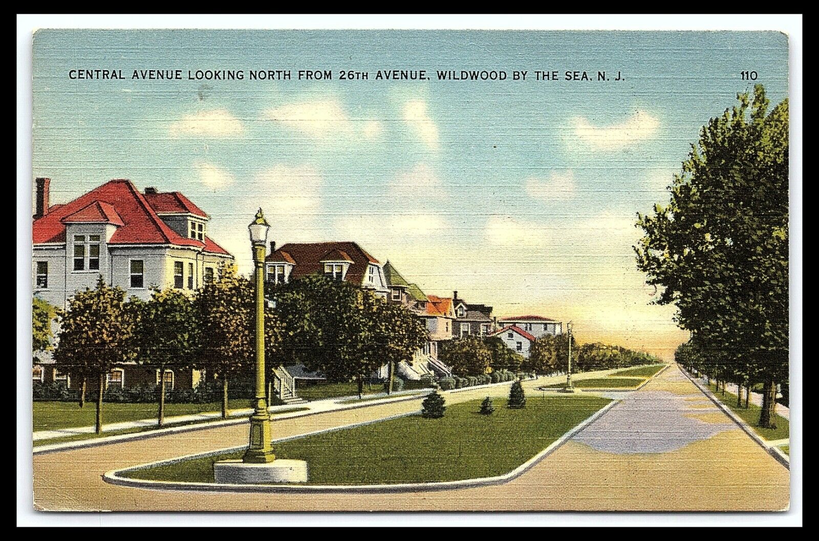 Wildwood By The Sea Looking North 26th Av Street View Postcard Posted 1943 pc291