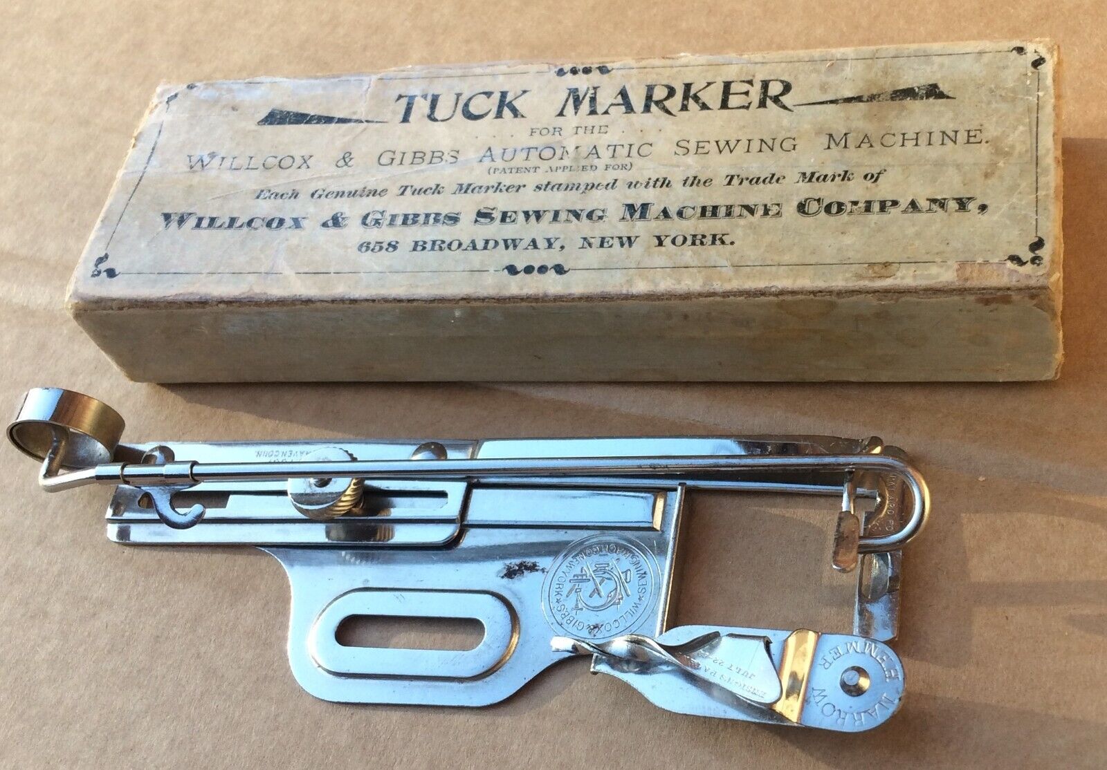 Antique Willcox Gibbs sewing Machine Tuck Maker & Narrow hemmer