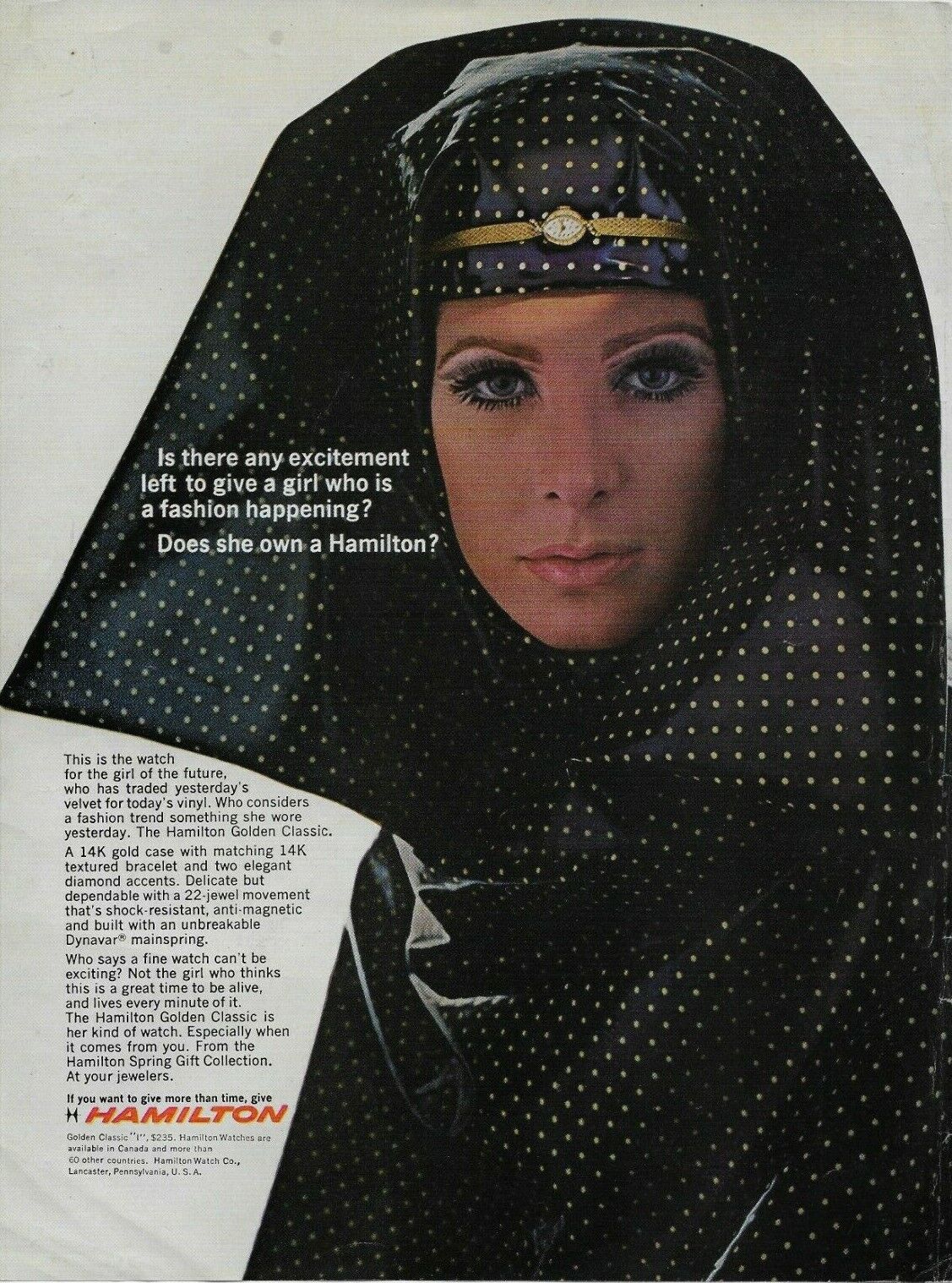 1967 Hamilton 14k Golden Classic Women\'s Watch Fashion Original Print Photo Ad