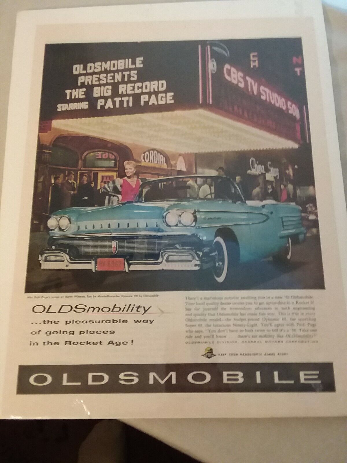 Oldsmobile Presidents The Big Record Starting Patti Page. CBS TV studio 50