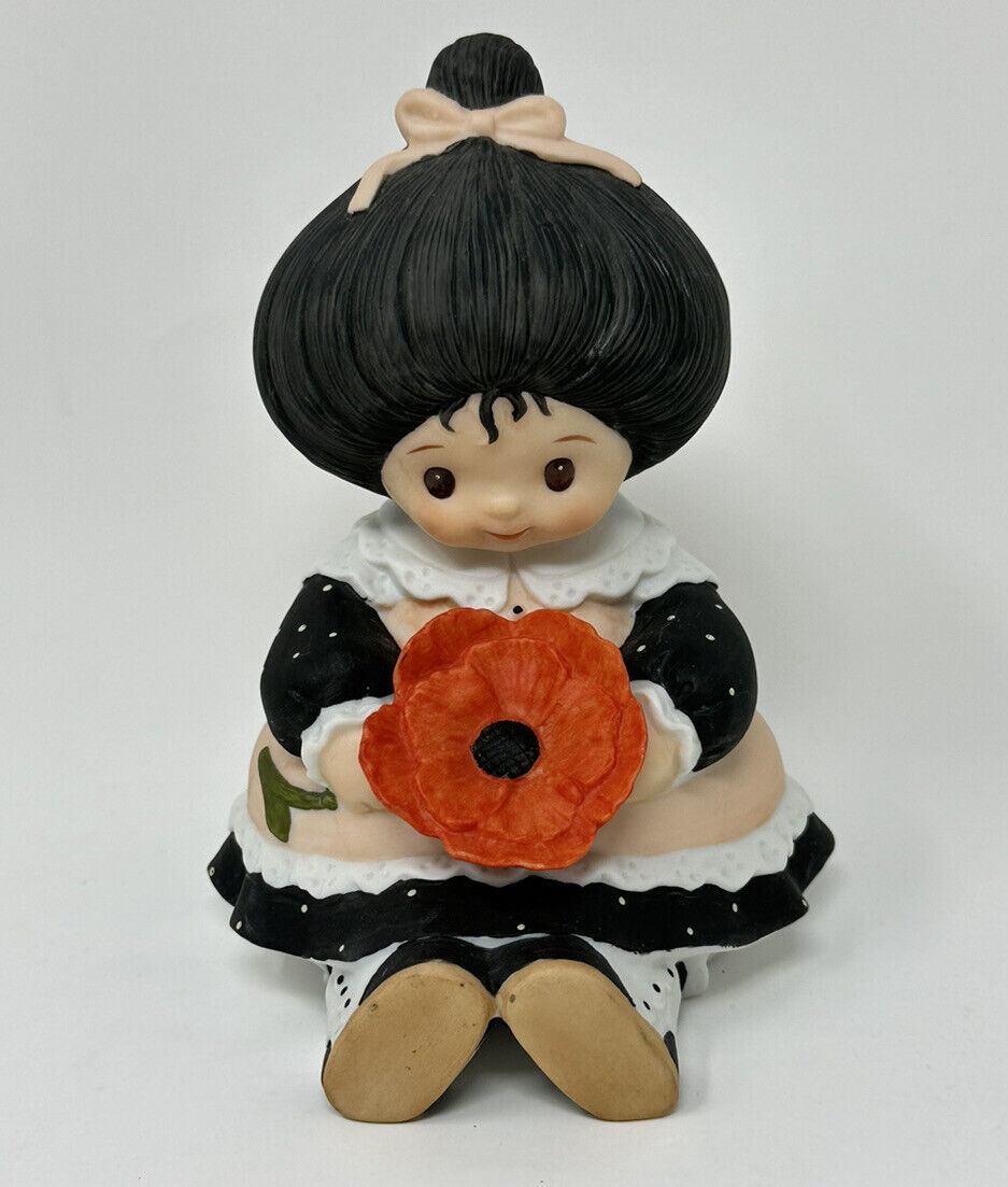 1983 Enesco Barbi Sargent The Poppyseed Collection GIRL with Poppy BANK