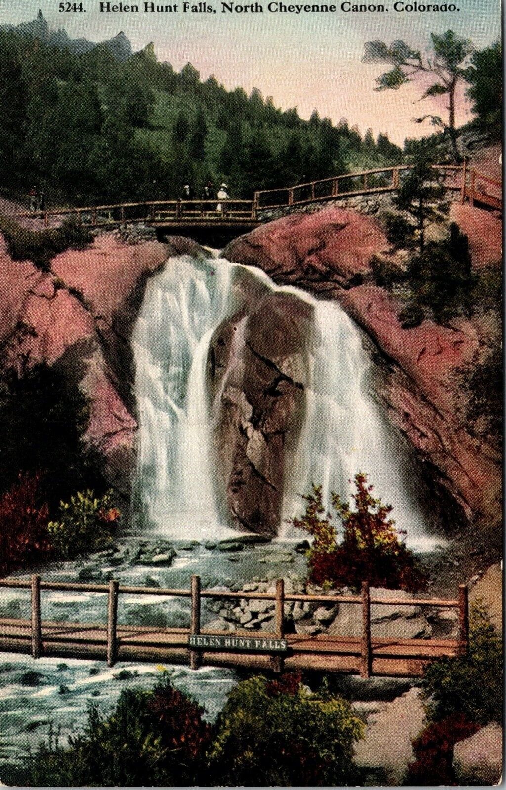 Helen Hunt Jackson Falls North Cheyenne Canon CO. VTG Postcard Waterfalls