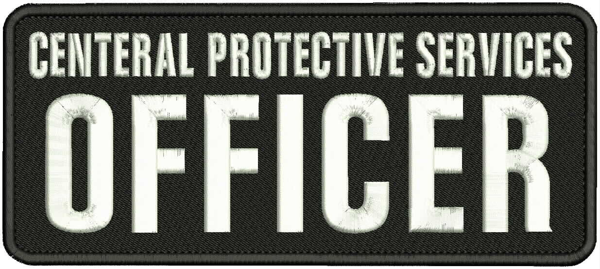 C P S OFFICER EMBROIDERY PATCH 4X10 HOOK ON BACK WHITE ON BLACK