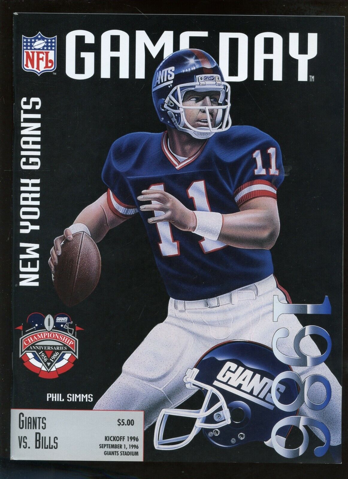 September 1 1996 NFL Program Buffalo Bills at  New York Giants NRMT