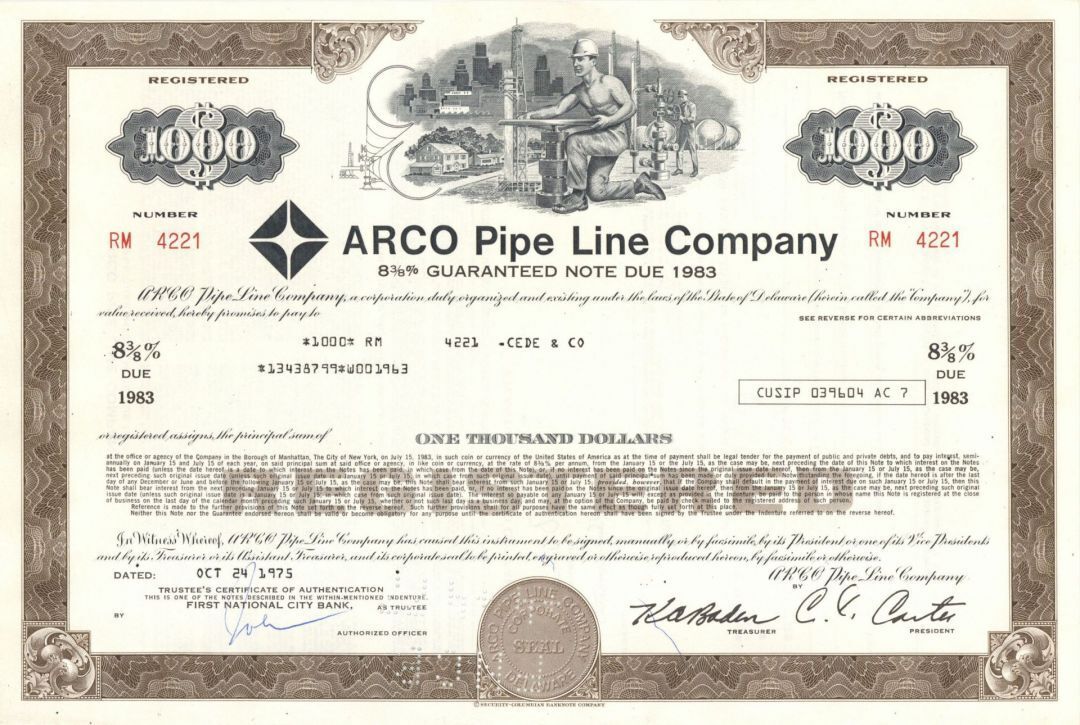 Arco Pipe Line Co. - Various Denominations Bond - General Bonds