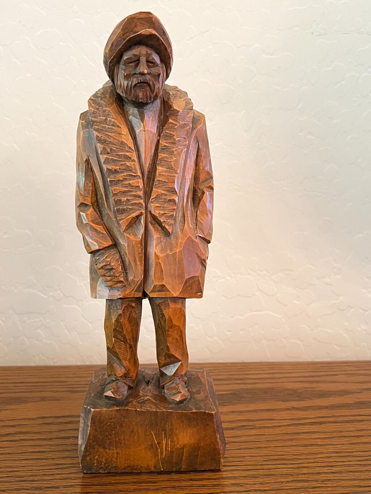 Lovely Hand Carved Wooded Folk Art Statue of Man Figure 12”, MB595