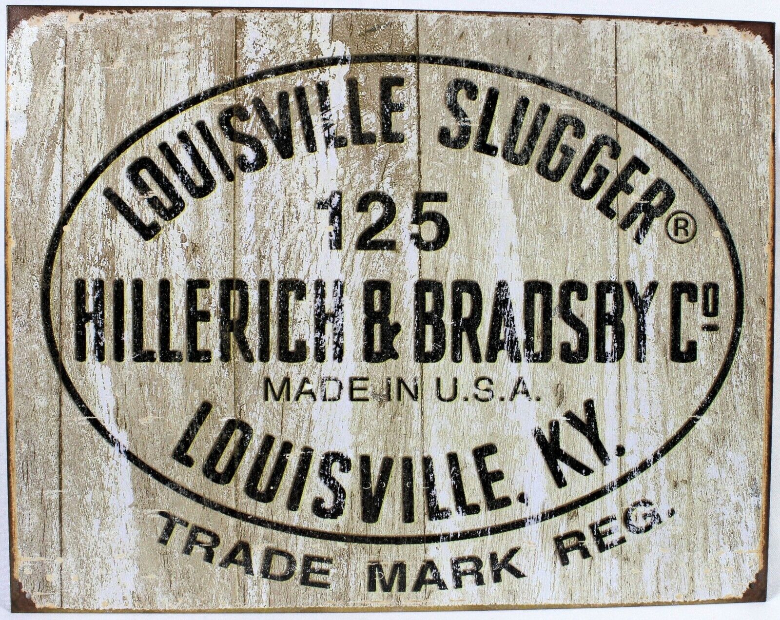 Louisville Slugger 125 Logo Metal Sign Baseball Bat Ad New Vintage Repro USA Tin