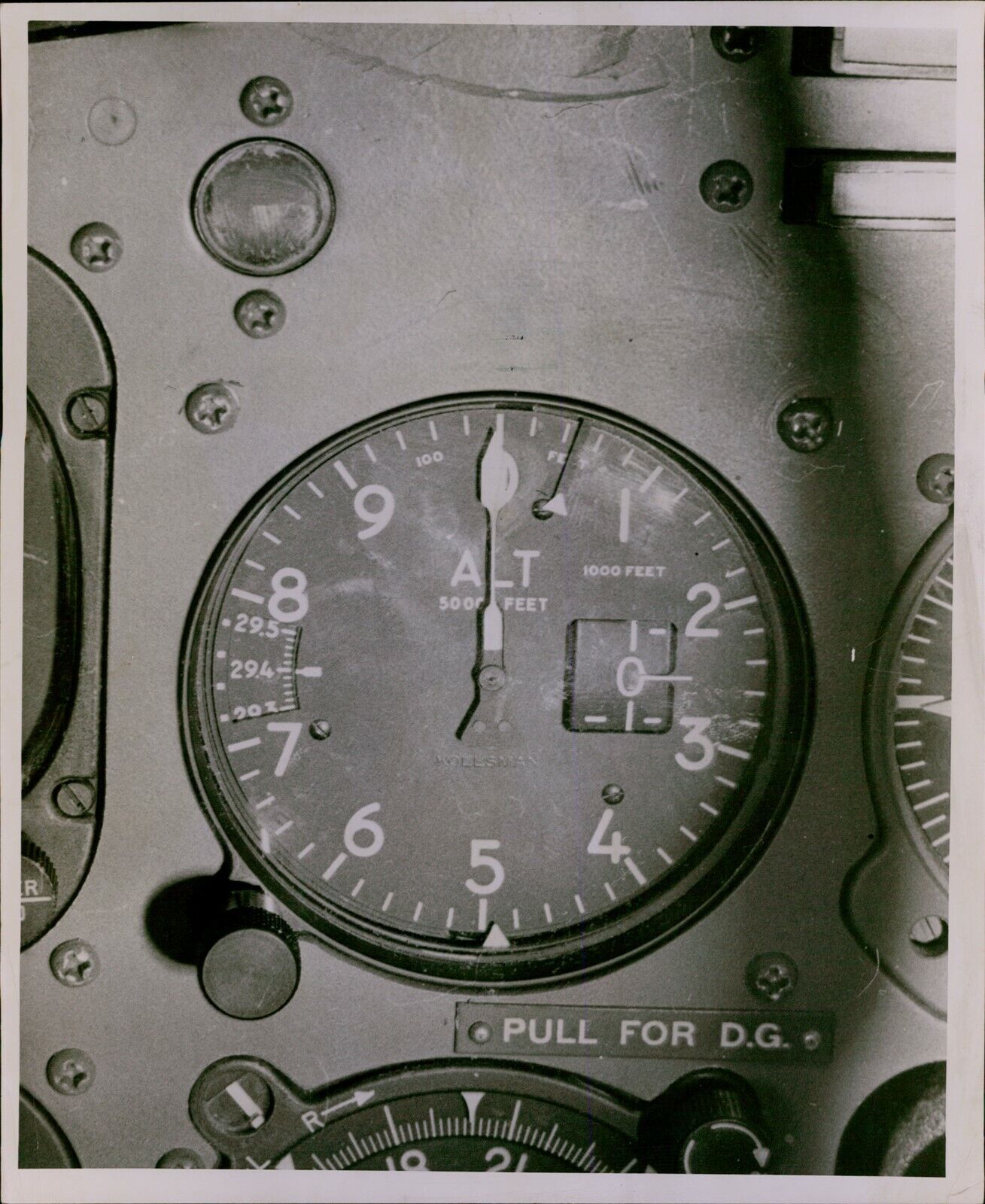 LG806 1959 Original Photo NEW TYPE ALTIMETER AI-78 Airplane Pilot Gear Dial View