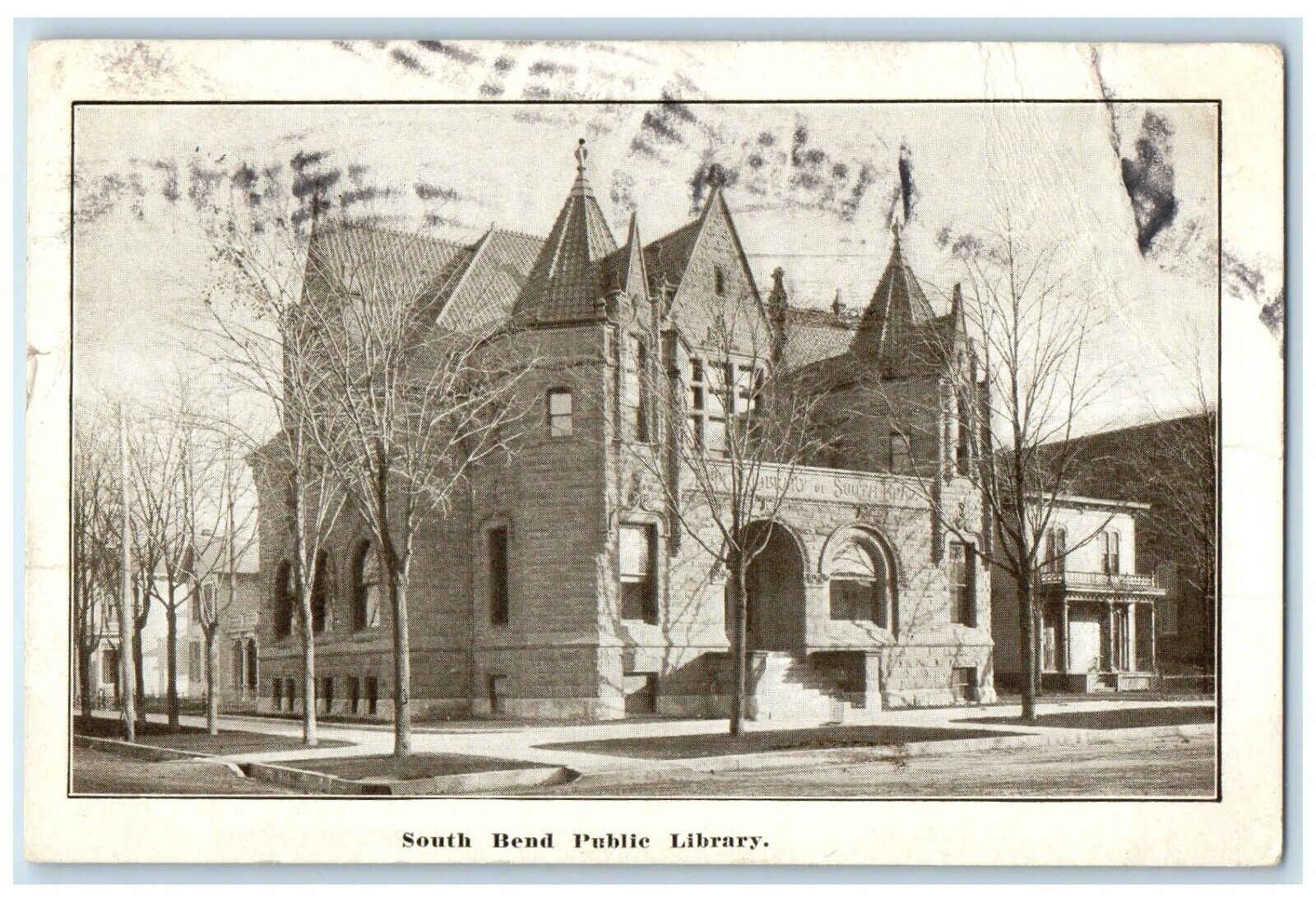 c1910\'s South Bend Public Library Exterior Building Indiana IN Vintage Postcard