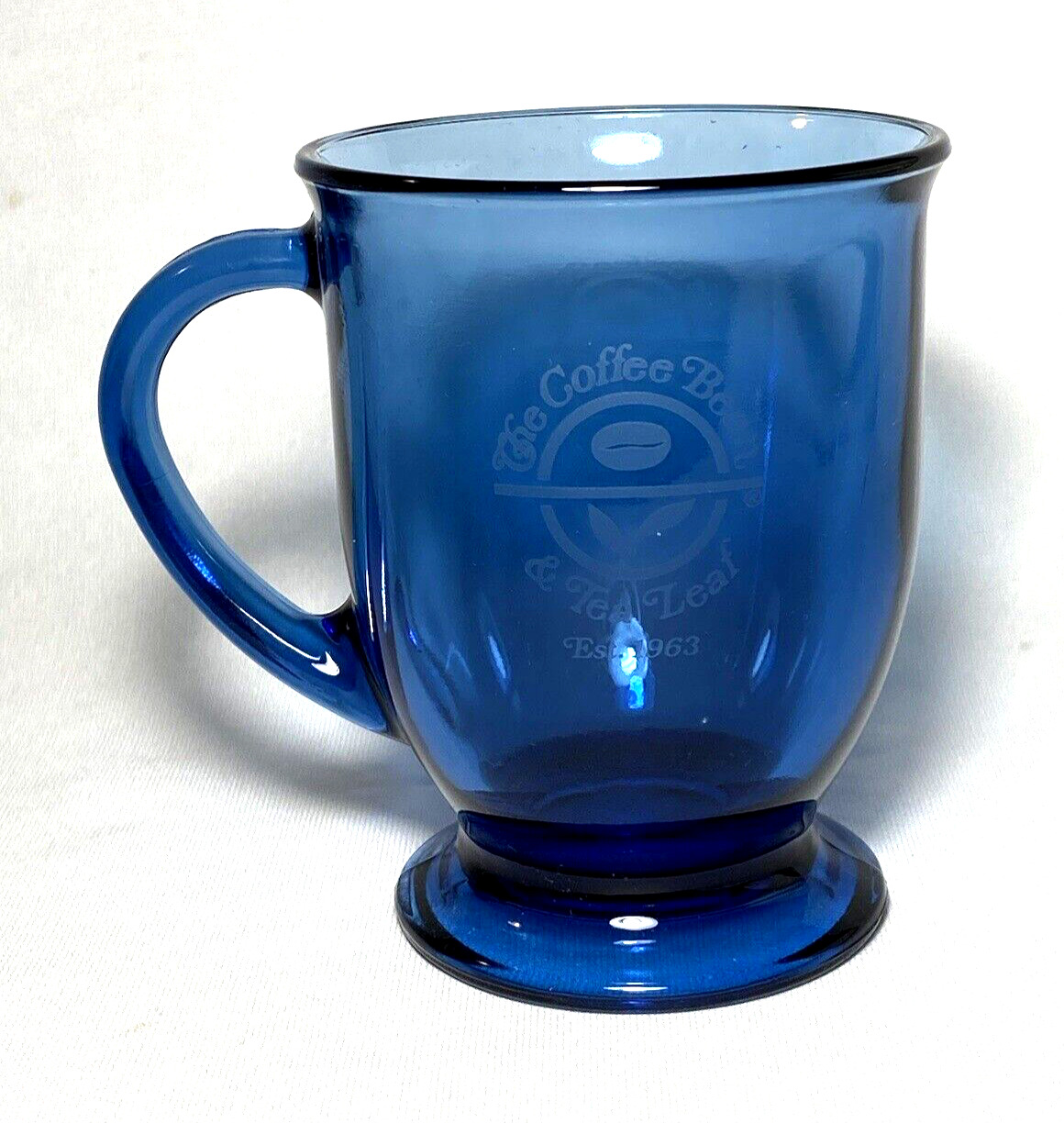 THE COFFEE BEAN & TEA LEAF ~ Blue Glass 16 Oz. COFFEE/TEA MUG