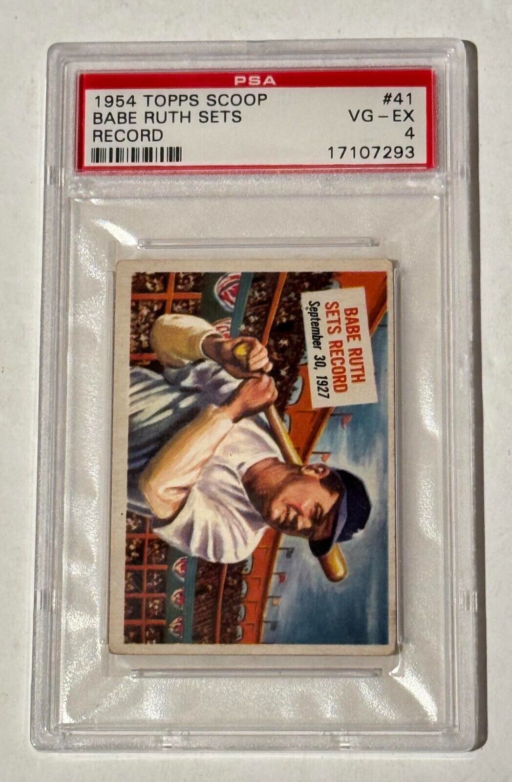 1954 Topps Scoop #41 Babe Ruth Sets Record PSA 4 - VG/EX