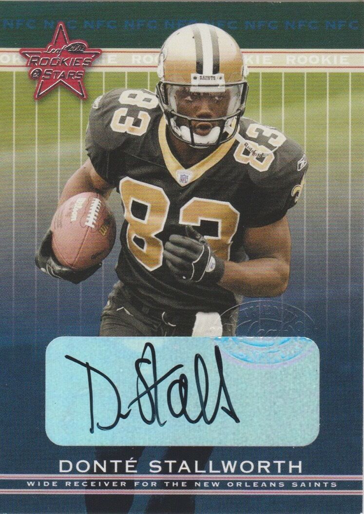 Donte Stallworth 2002 Donruss Leaf Rookies & Stars RC auto autograph card 174