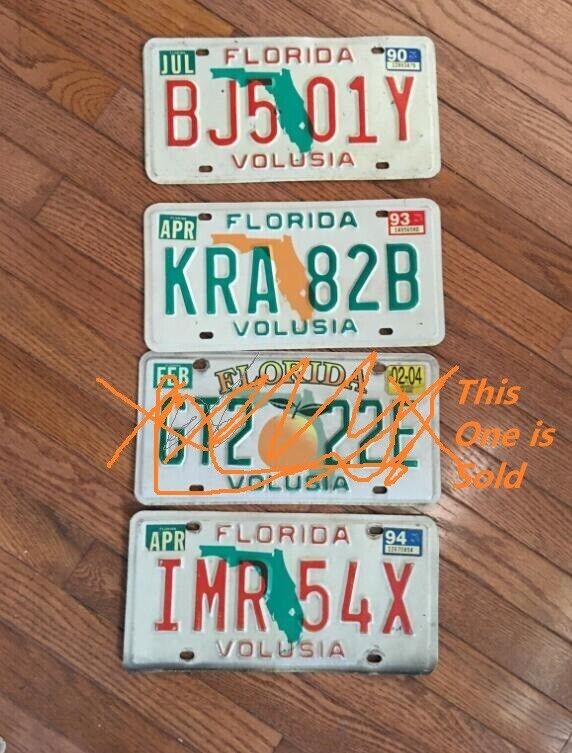 3 Vintage 1990s Florida Fl License Plates Volusia County Natural Sticker