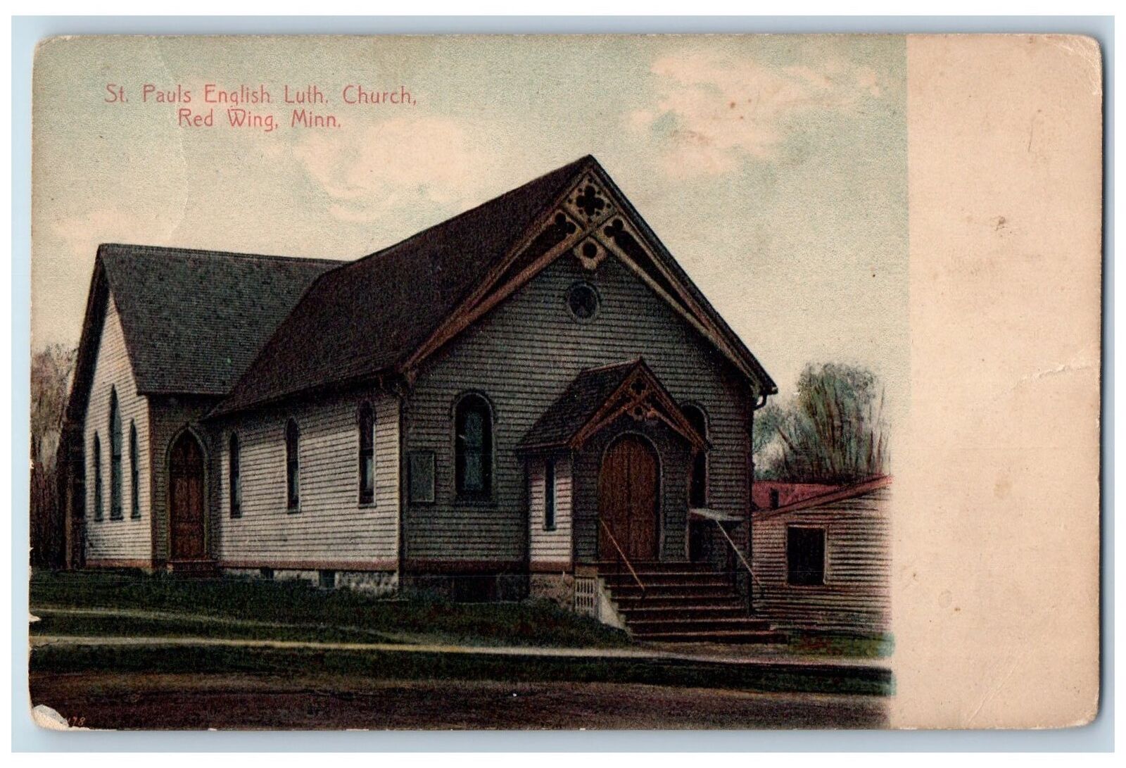c1920's St. Paul's English Lutheran Church Building Red Wing Minnesota Postcard