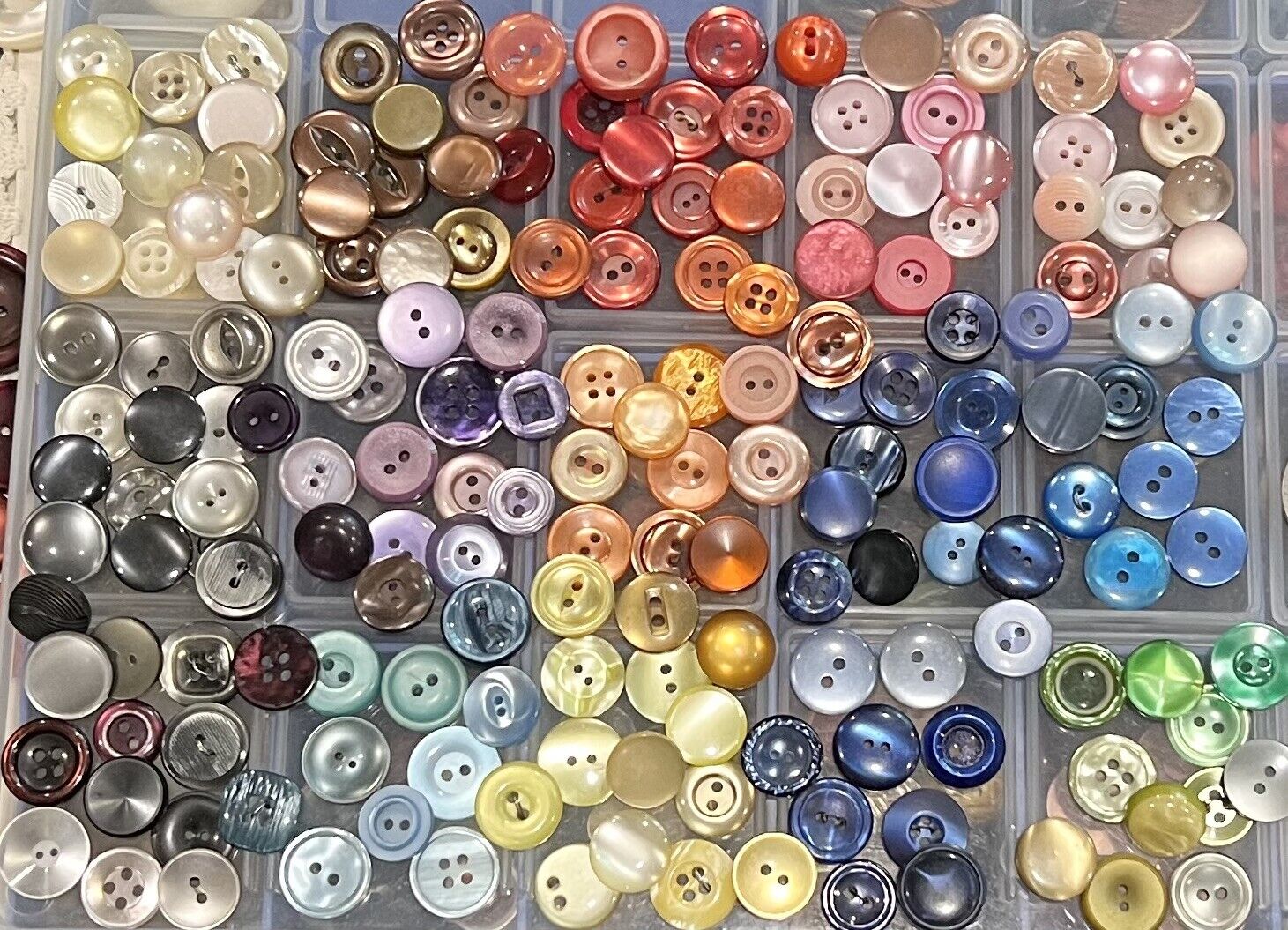 Vintage Lot 178 Small  Vintage Moonglows Lucite Colorful Lot Plastic Buttons