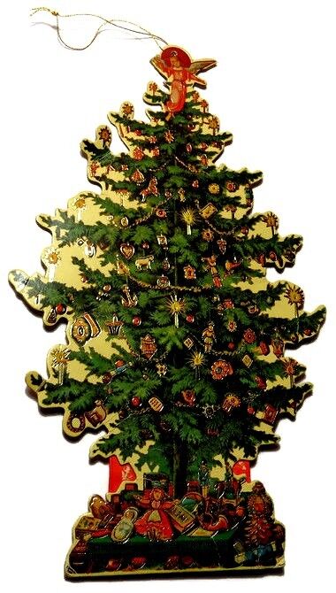 VTG Merrimack Christmas Tree Ornament Fold Out Cardboard Gift Candy Bag 1979