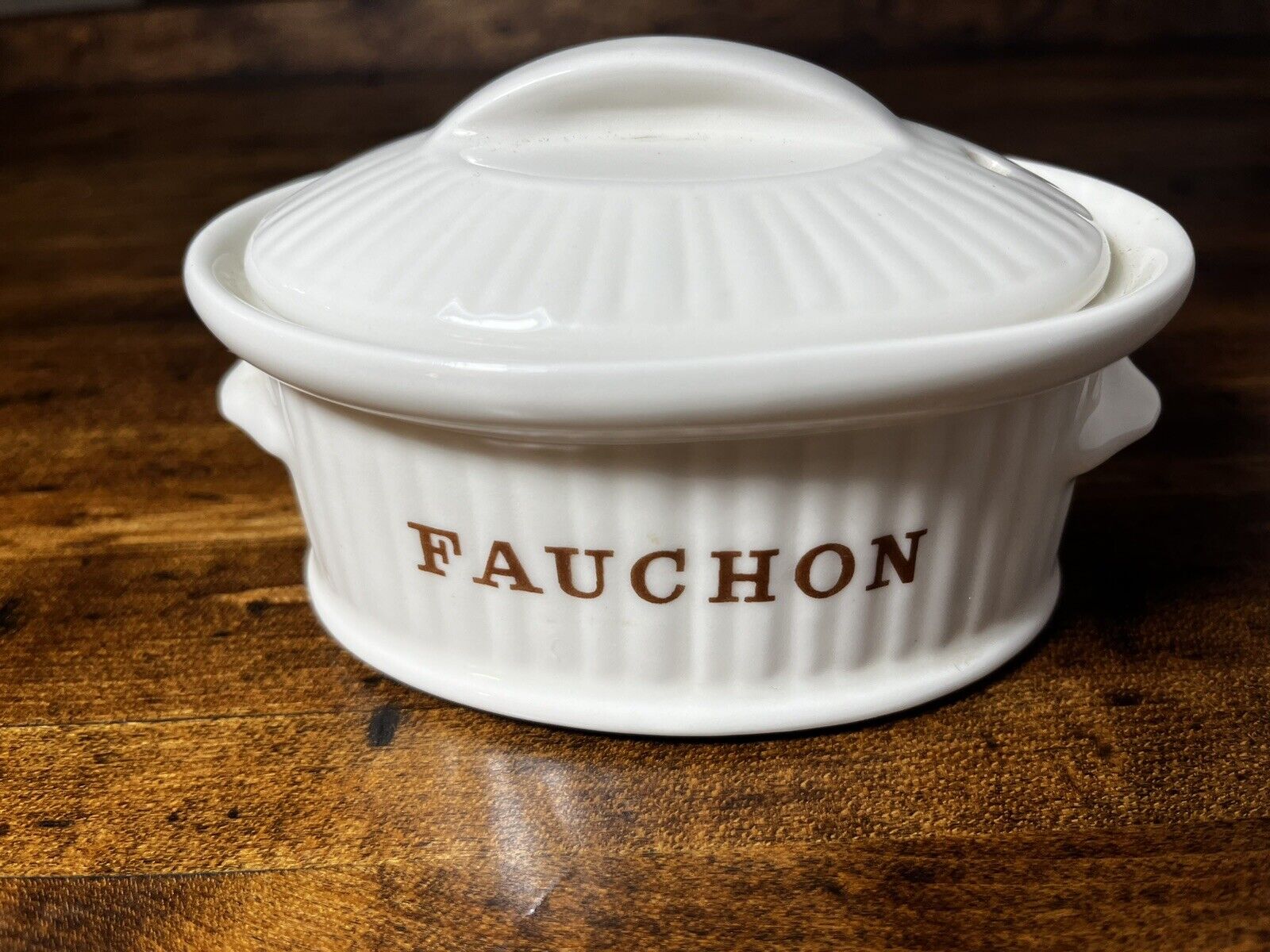 Fauchon Small Ceramic Pate Terrine w/ Vented Lid Paris Deli Shop since 1886